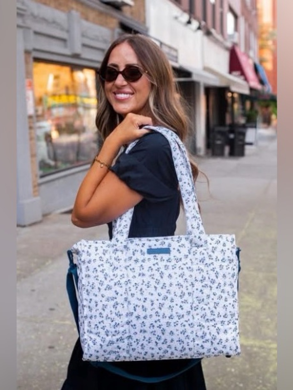 ISO Poppy & Peonies On The Go Tote Floral Blue